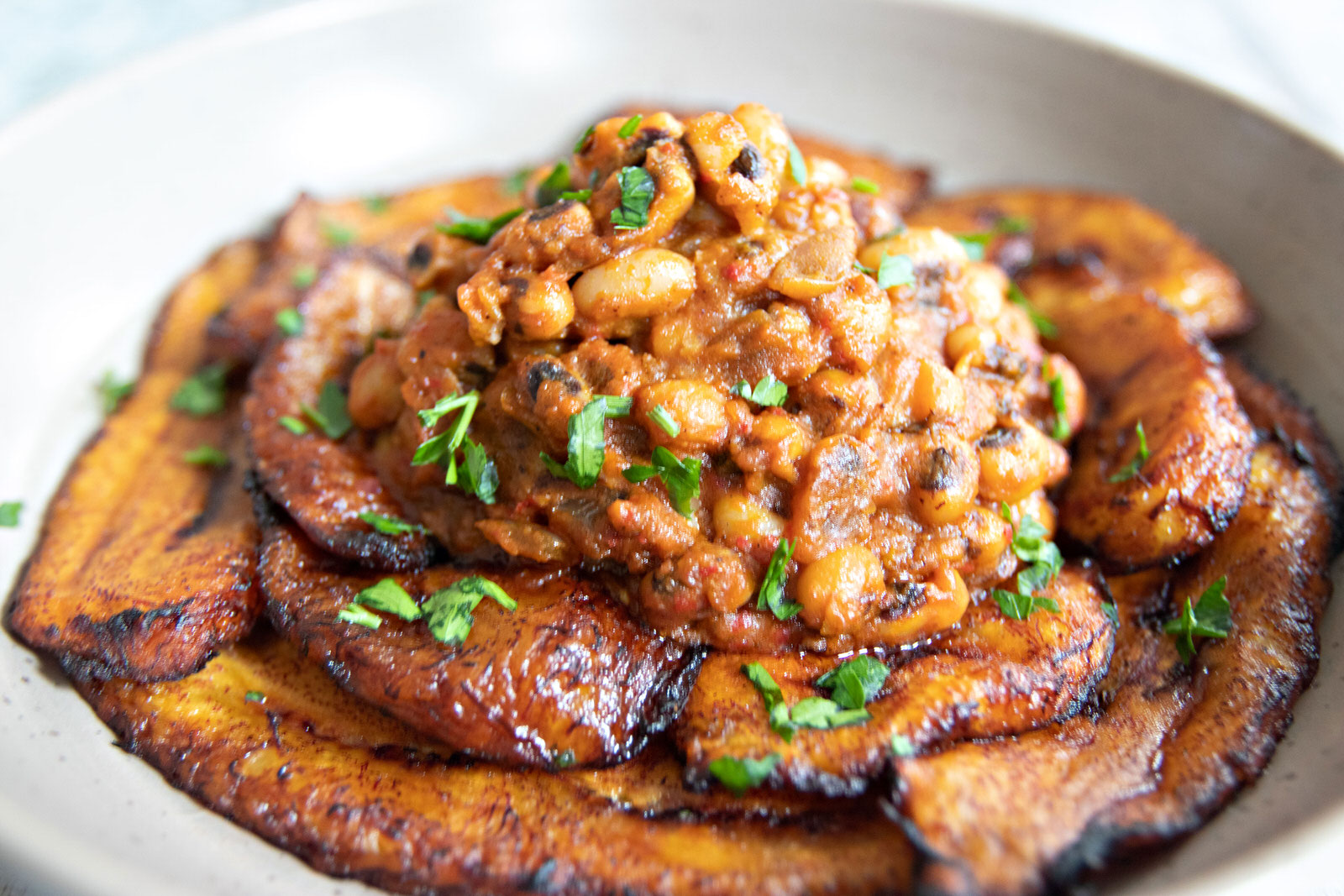 nigerian beans porridge and fried plantain